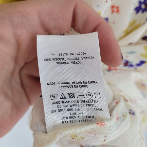 Meadow Rue womens 10 Anthro yellow white floral Bon Voyage wrap blouse boho - Picture 6 of 10